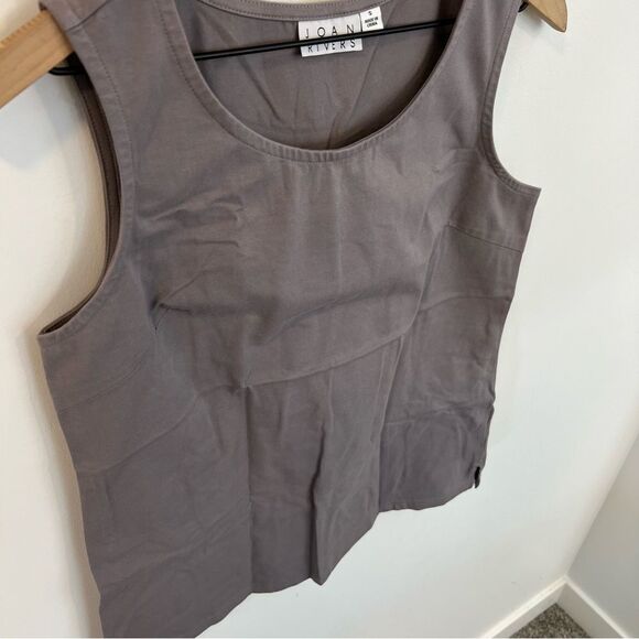 New Joan Rivers Builders Long Stretch Cotton Tank in Storm | Size S - Picture 3 of 8